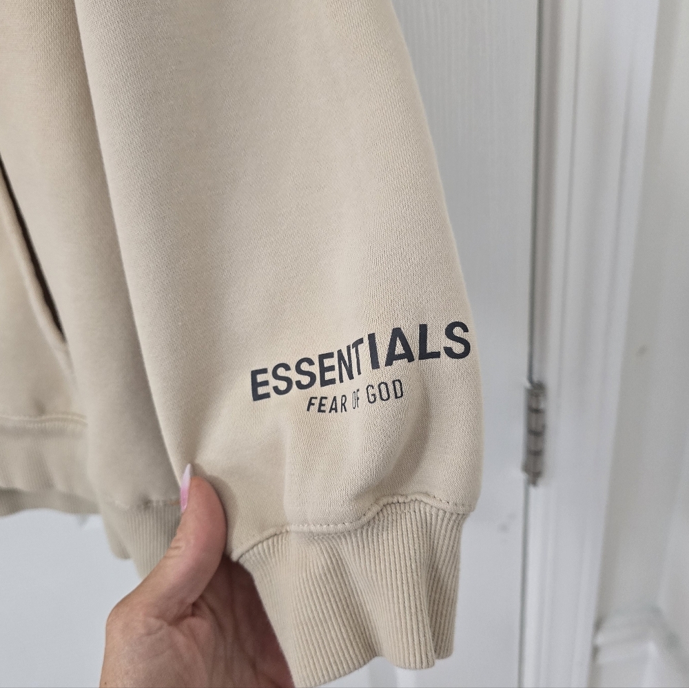 Essentials Fear Of God Khaki Sweatshirt Hoodie Size S - Picture 4 of 9